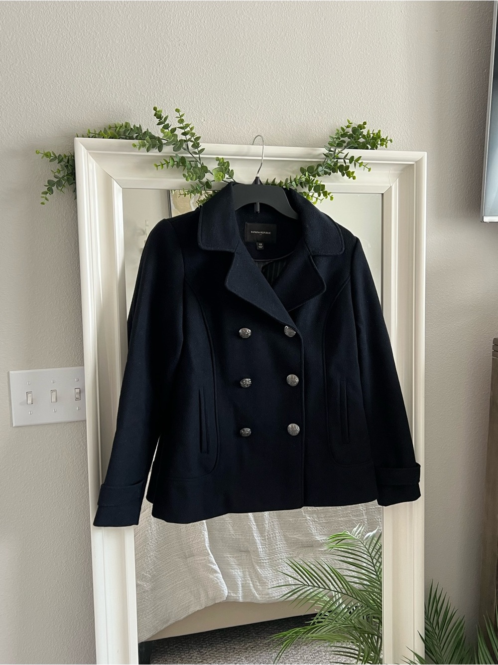 Banana Republic Black Double-Breasted Pea Coat